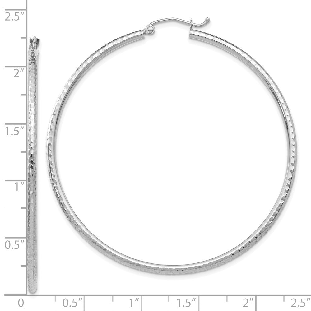 10k White Gold 2 mm Round Tube Hoop Earrings (2.07 grams)