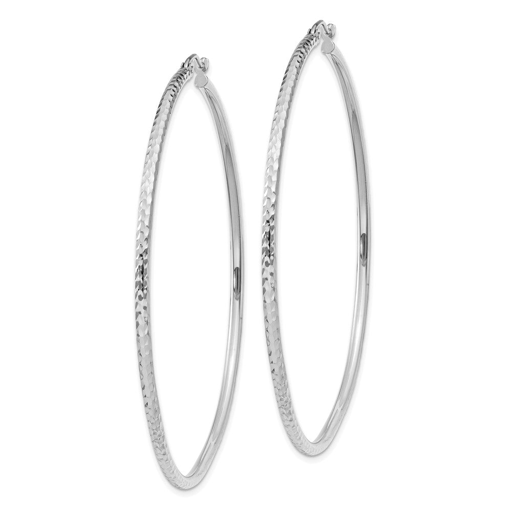 10k White Gold 2 mm Round Tube Hoop Earrings (2.49 grams)