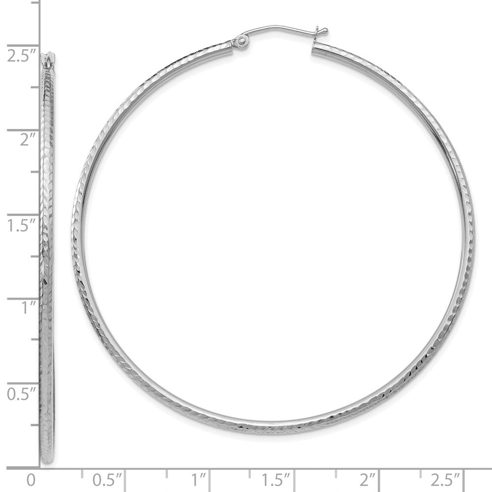 10k White Gold 2 mm Round Tube Hoop Earrings (2.49 grams)