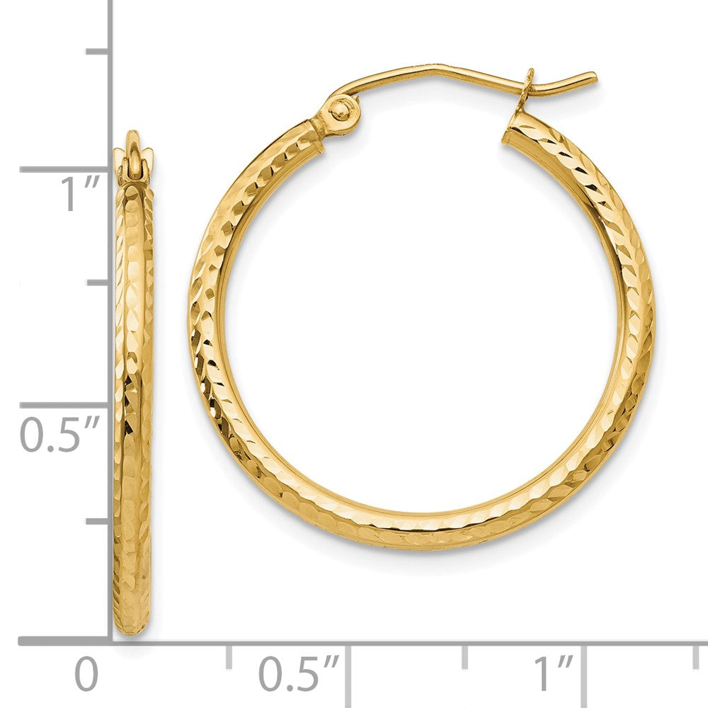 10k Yellow Gold 2 mm Round Tube Hoop Earrings (1.09 grams)