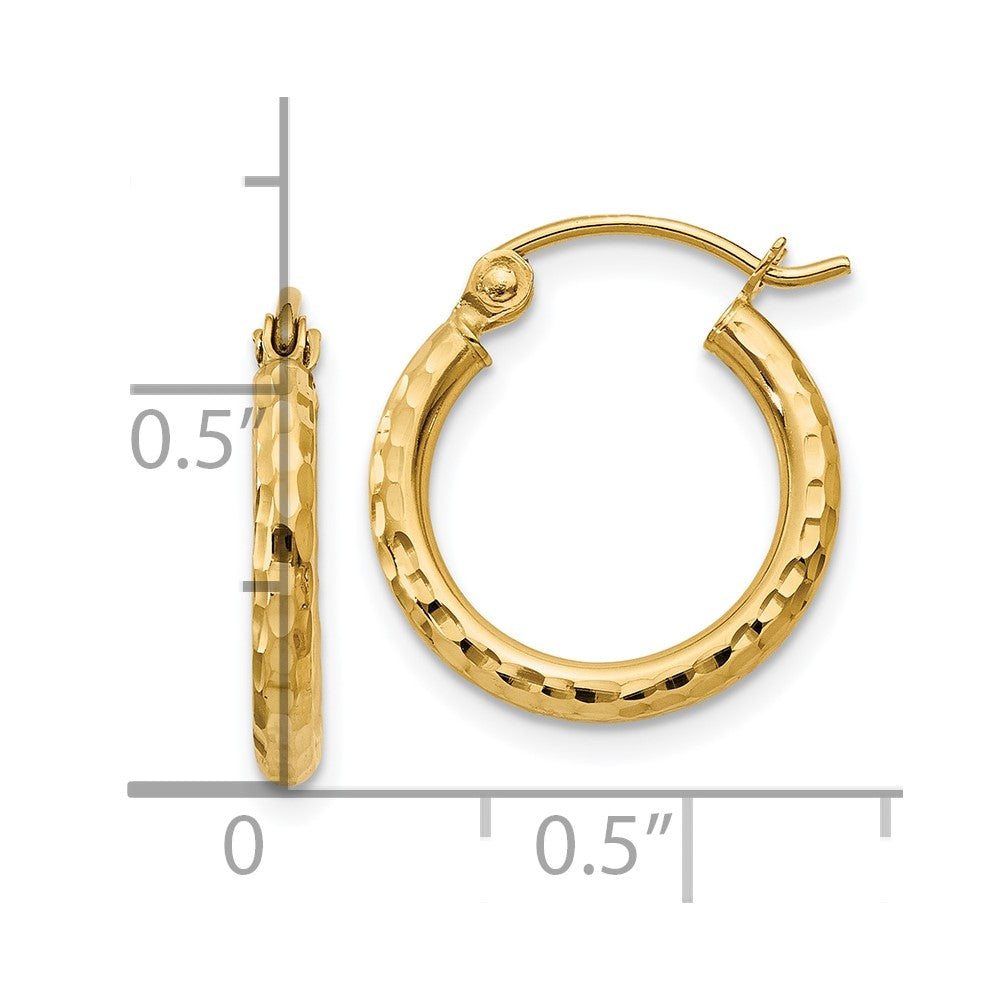 10k Yellow Gold 2 mm Round Tube Hoop Earrings (0.71 grams)