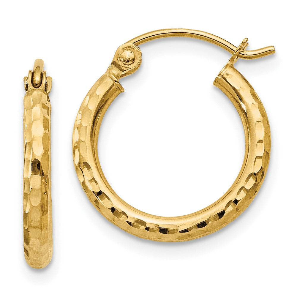 10k Yellow Gold 2 mm Round Tube Hoop Earrings (0.71 grams)