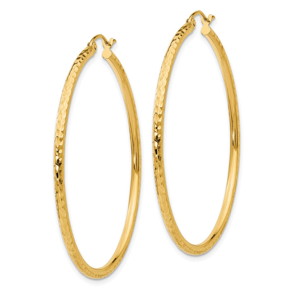 10k Yellow Gold 2 mm Round Tube Hoop Earrings (1.83 grams)