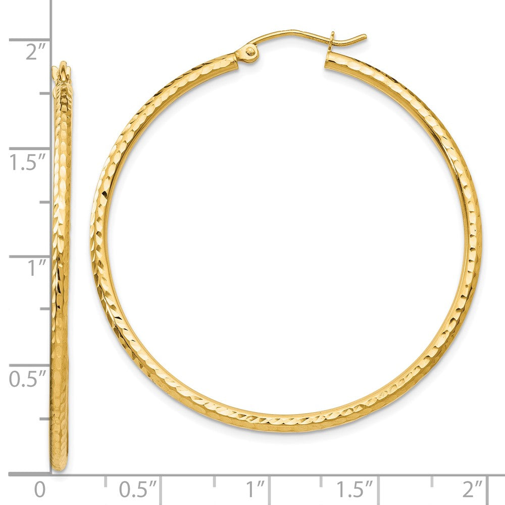 10k Yellow Gold 2 mm Round Tube Hoop Earrings (1.83 grams)