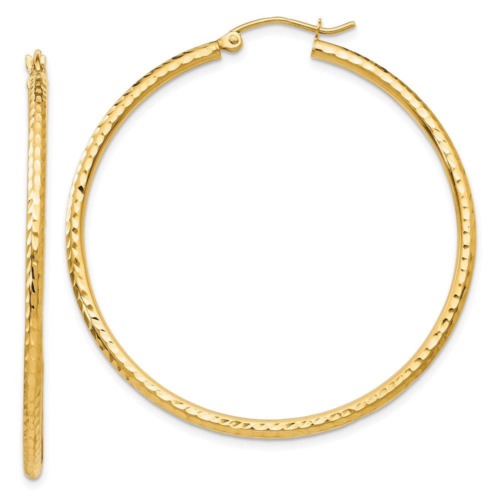 10k Yellow Gold 2 mm Round Tube Hoop Earrings (1.83 grams)