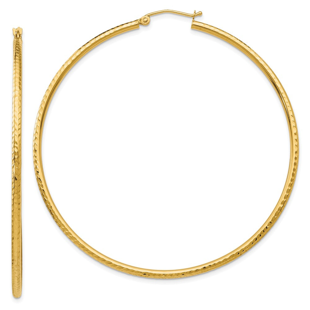 10k Yellow Gold 2 mm Round Tube Hoop Earrings (2.5 grams)