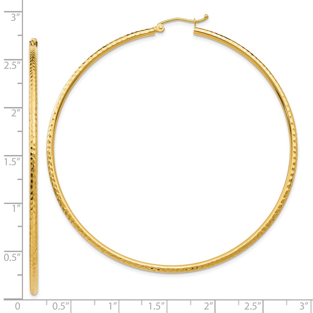 10k Yellow Gold 2 mm Round Tube Hoop Earrings (2.68 grams)