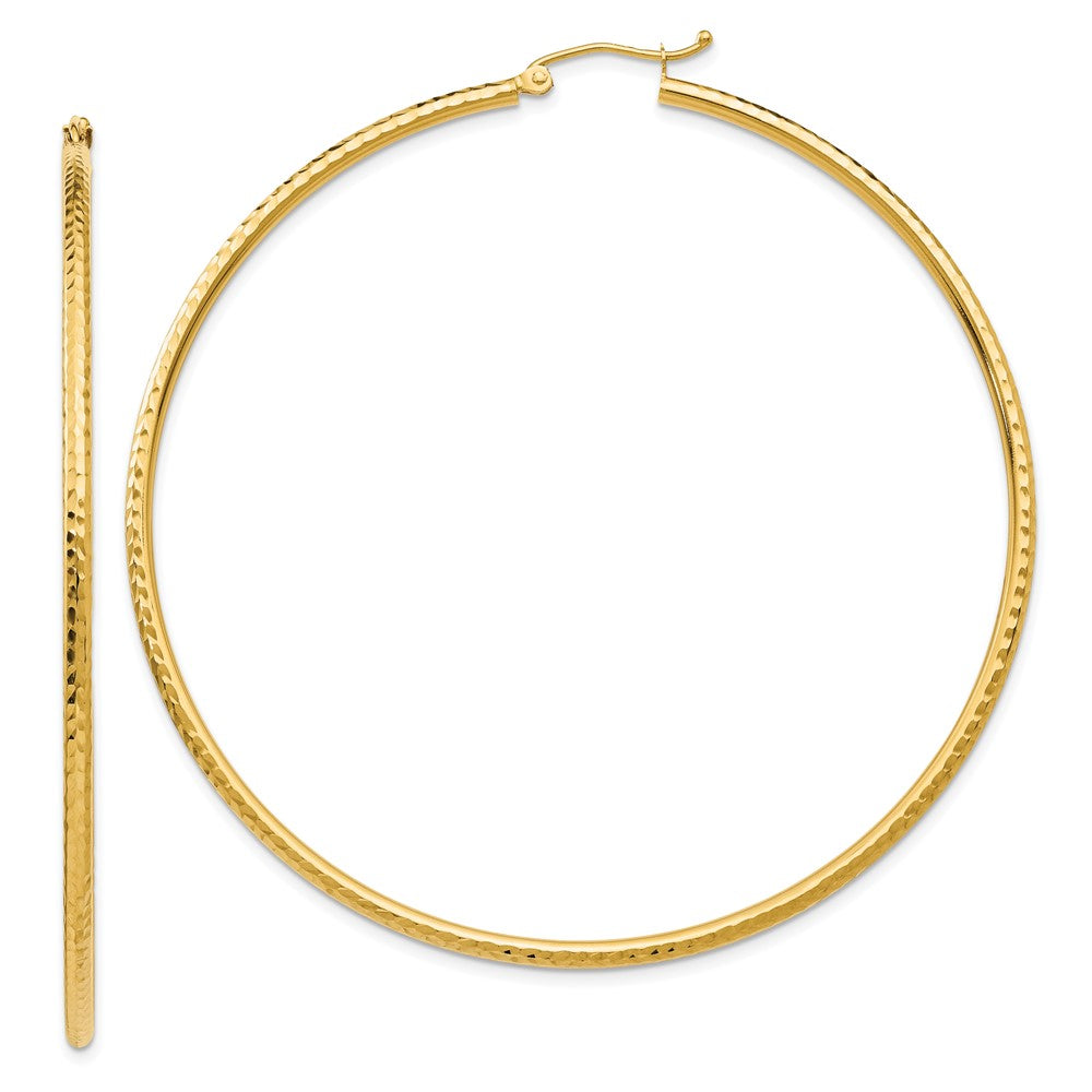 10k Yellow Gold 2 mm Round Tube Hoop Earrings (2.68 grams)