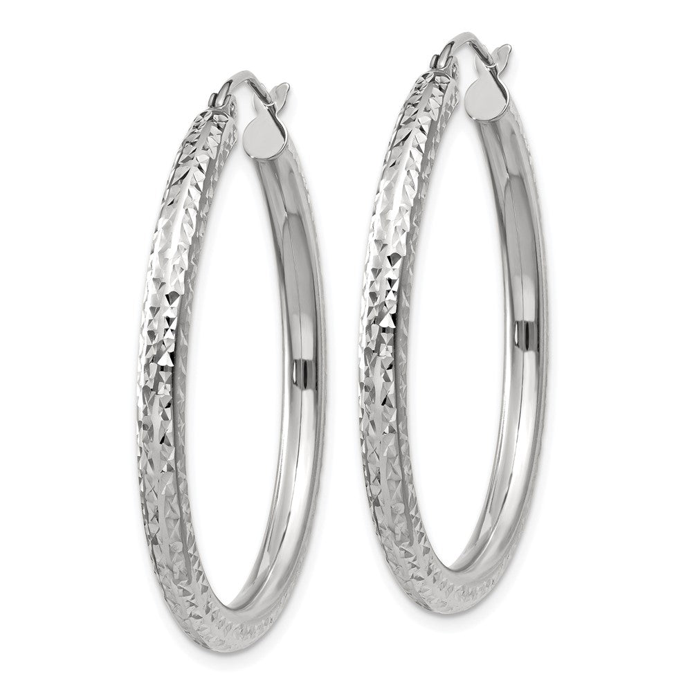 10k White Gold 35.86 mm Round Hoop Earrings (2.45 grams)