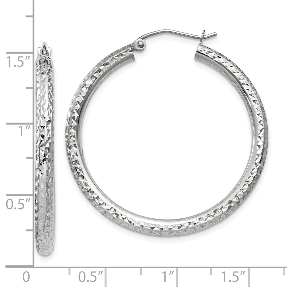 10k White Gold 35.86 mm Round Hoop Earrings (2.45 grams)