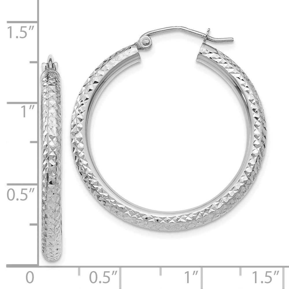 10k White Gold 30.42 mm Round Hoop Earrings (2.01 grams)