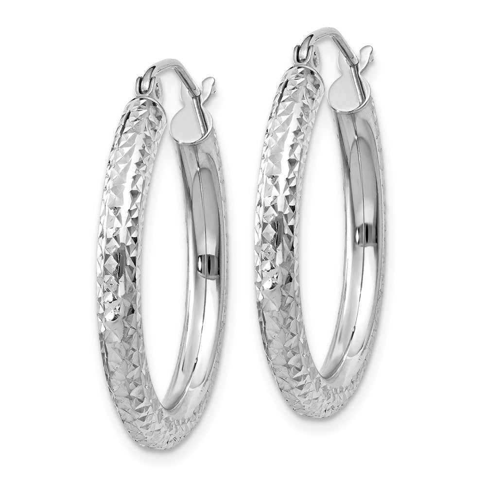 10k White Gold 25 mm Round Hoop Earrings (1.53 grams)