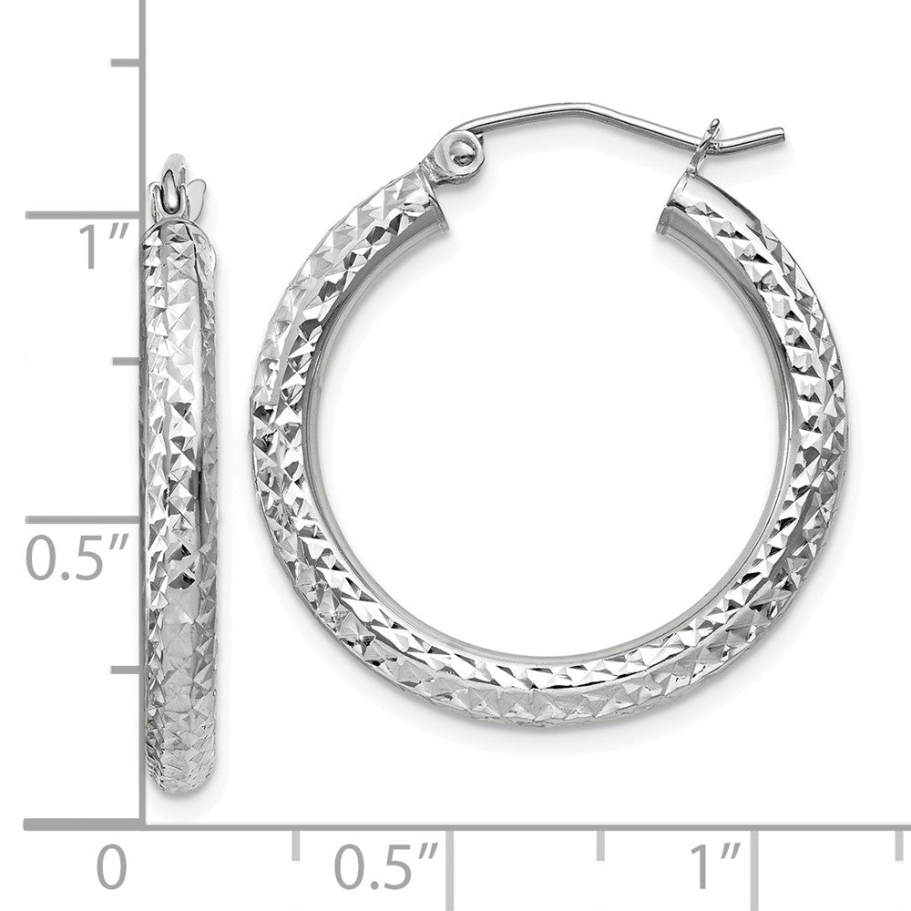 10k White Gold 25 mm Round Hoop Earrings (1.53 grams)