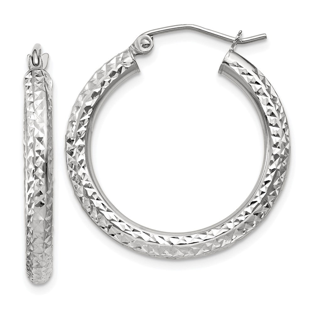 10k White Gold 25 mm Round Hoop Earrings (1.53 grams)