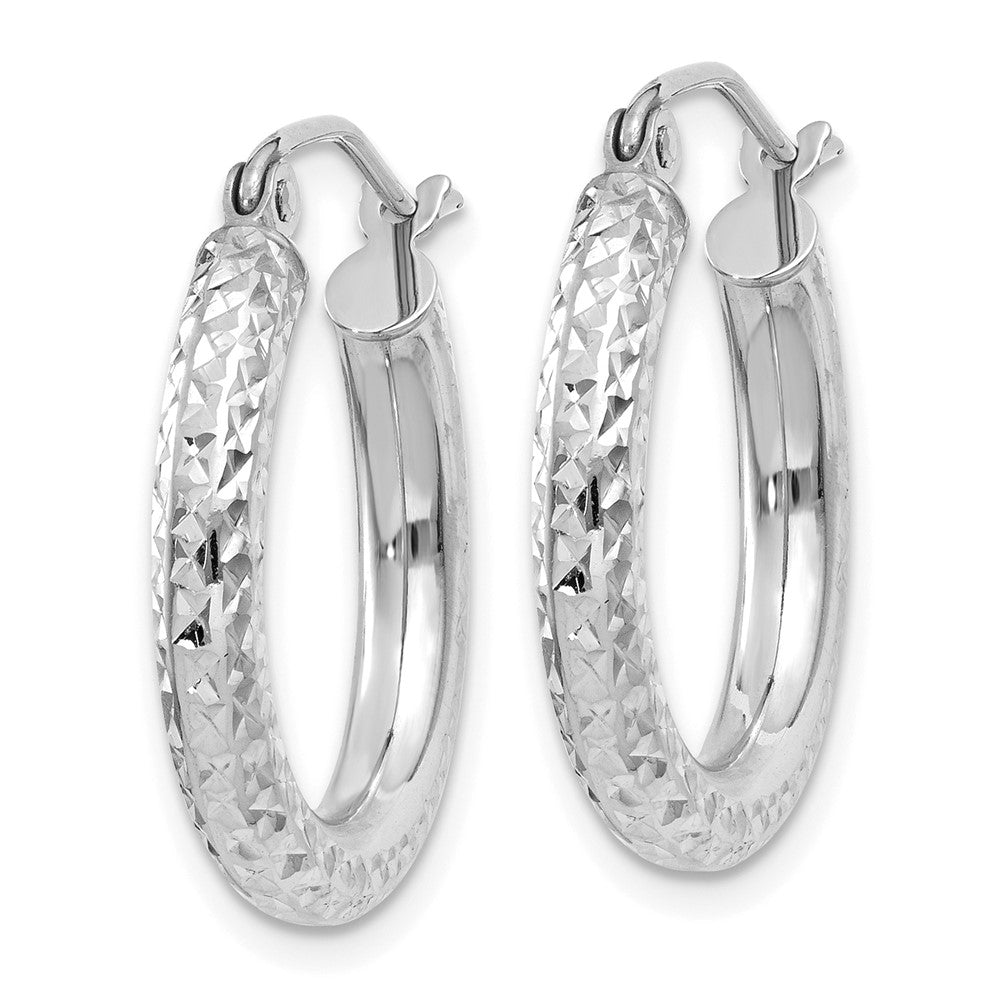 10k White Gold 19.19 mm Round Hoop Earrings