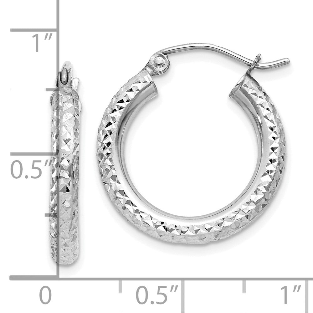 10k White Gold 19.19 mm Round Hoop Earrings