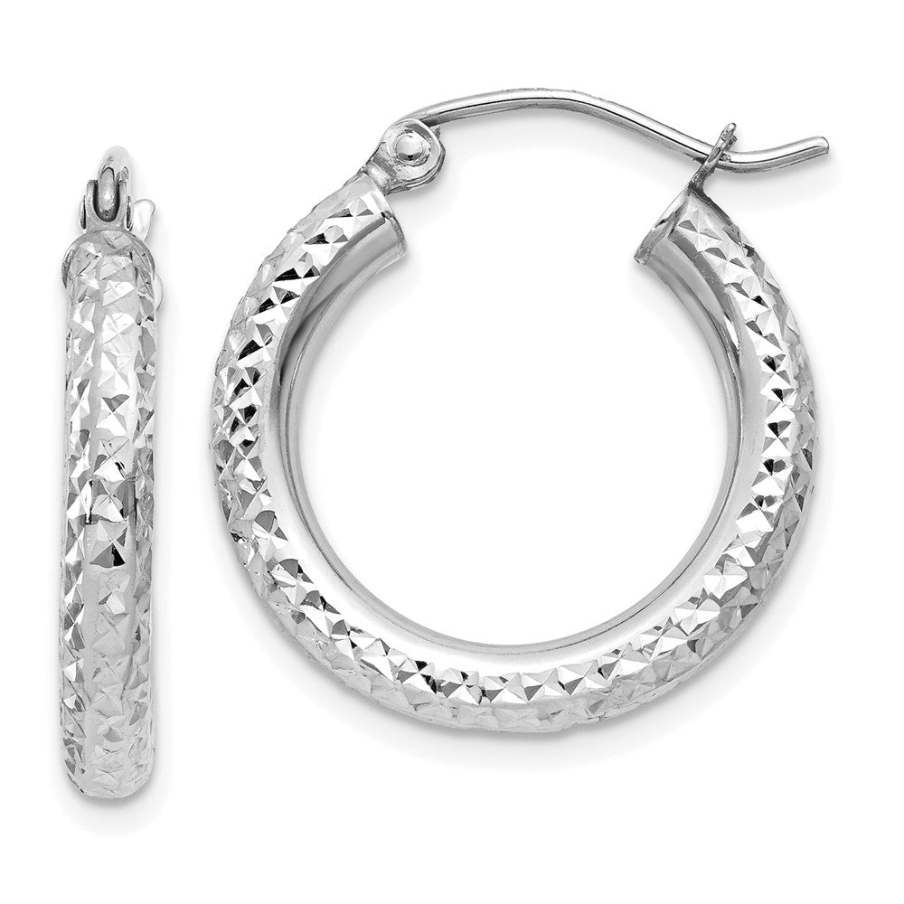 10k White Gold 19.19 mm Round Hoop Earrings