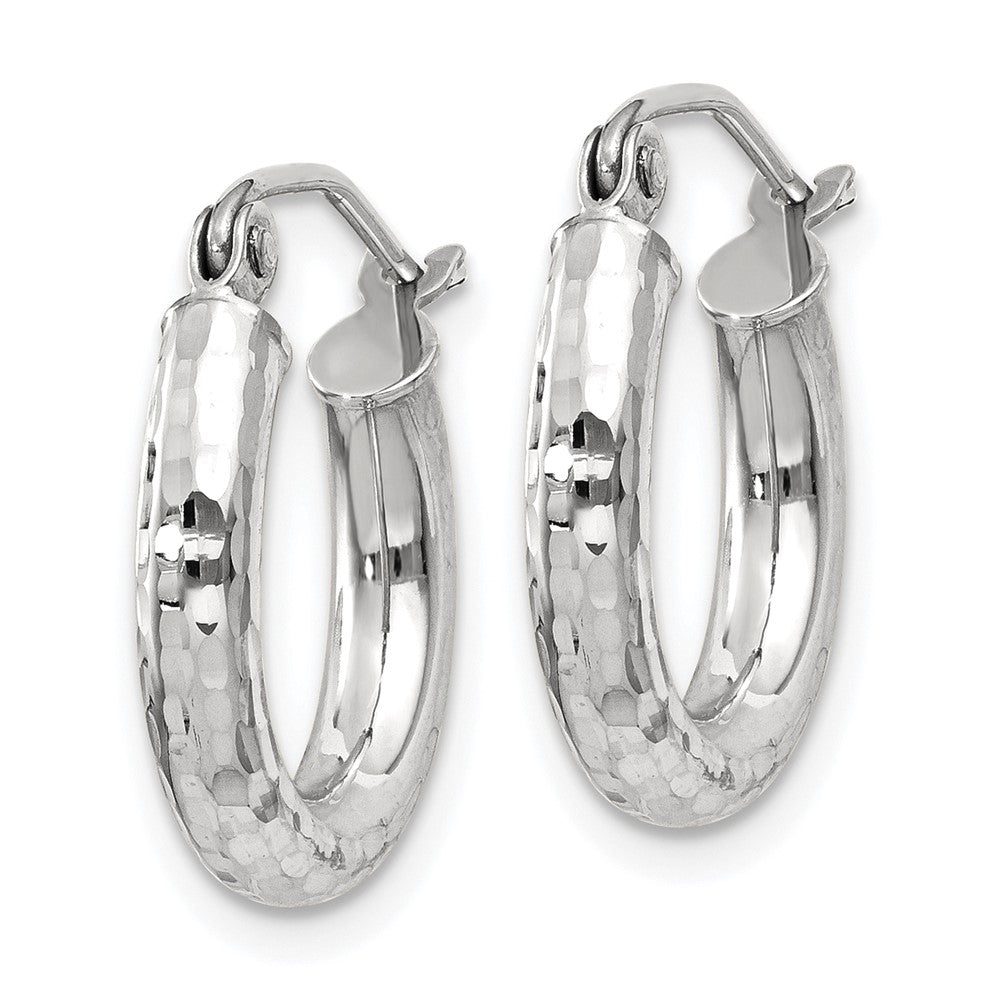 10k White Gold 14.75 mm Round Hoop Earrings (1.04 grams)