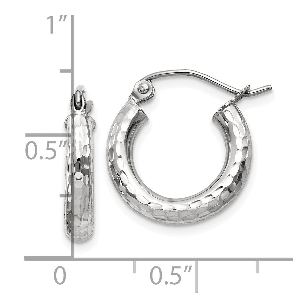 10k White Gold 14.75 mm Round Hoop Earrings (1.04 grams)