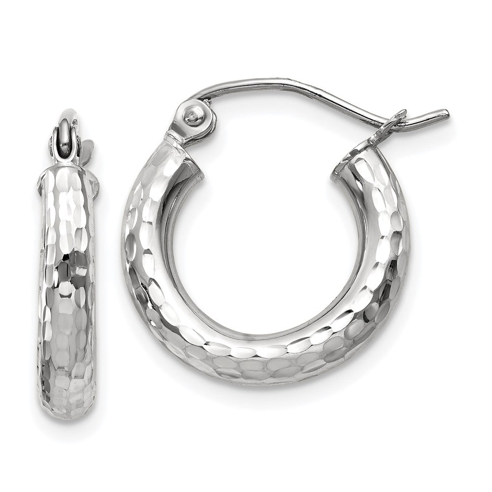 10k White Gold 14.75 mm Round Hoop Earrings (1.04 grams)