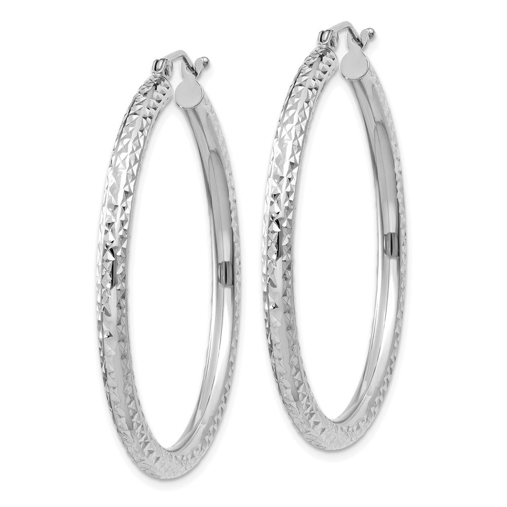 10k White Gold 40.1 mm Round Hoop Earrings (2.72 grams)