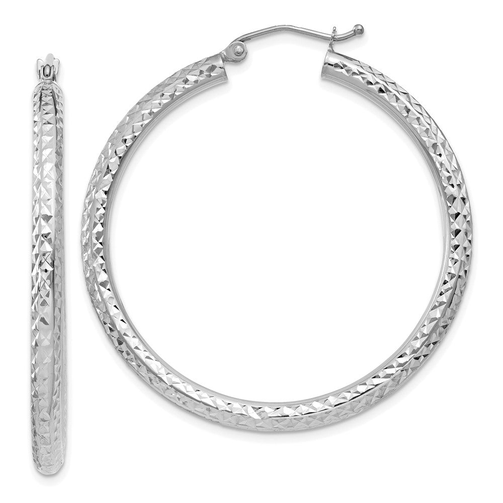 10k White Gold 40.1 mm Round Hoop Earrings (2.72 grams)