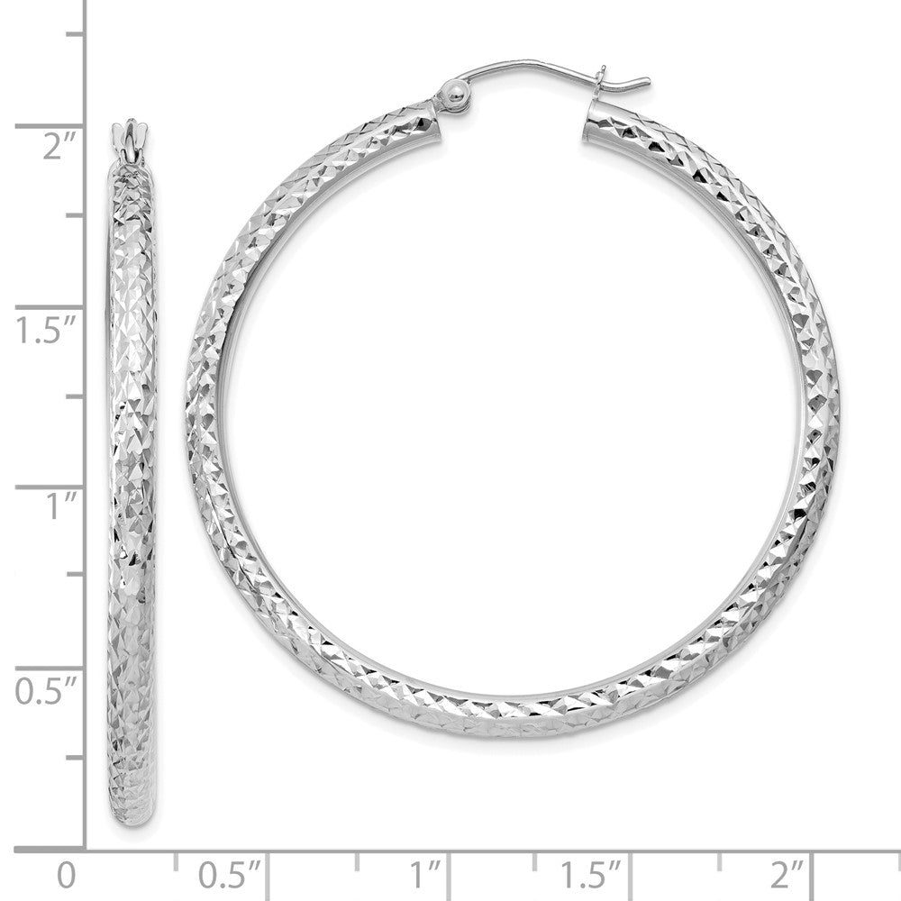 10k White Gold 45.5 mm Round Hoop Earrings (2.87 grams)