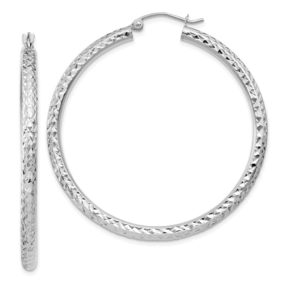 10k White Gold 45.5 mm Round Hoop Earrings (2.87 grams)