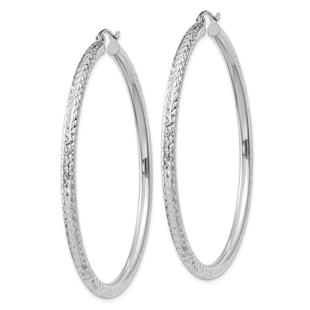 10k White Gold 55.8 mm Round Hoop Earrings (3.58 grams)