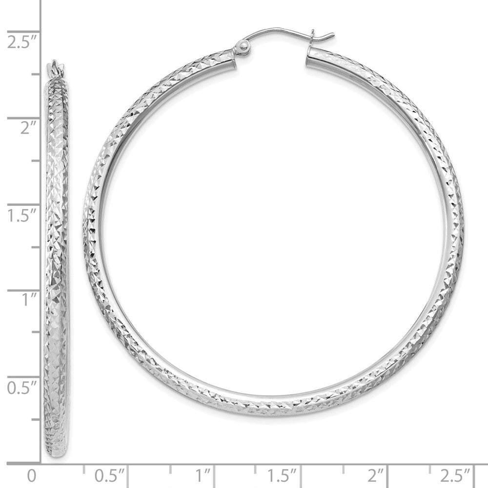 10k White Gold 55.8 mm Round Hoop Earrings (3.58 grams)