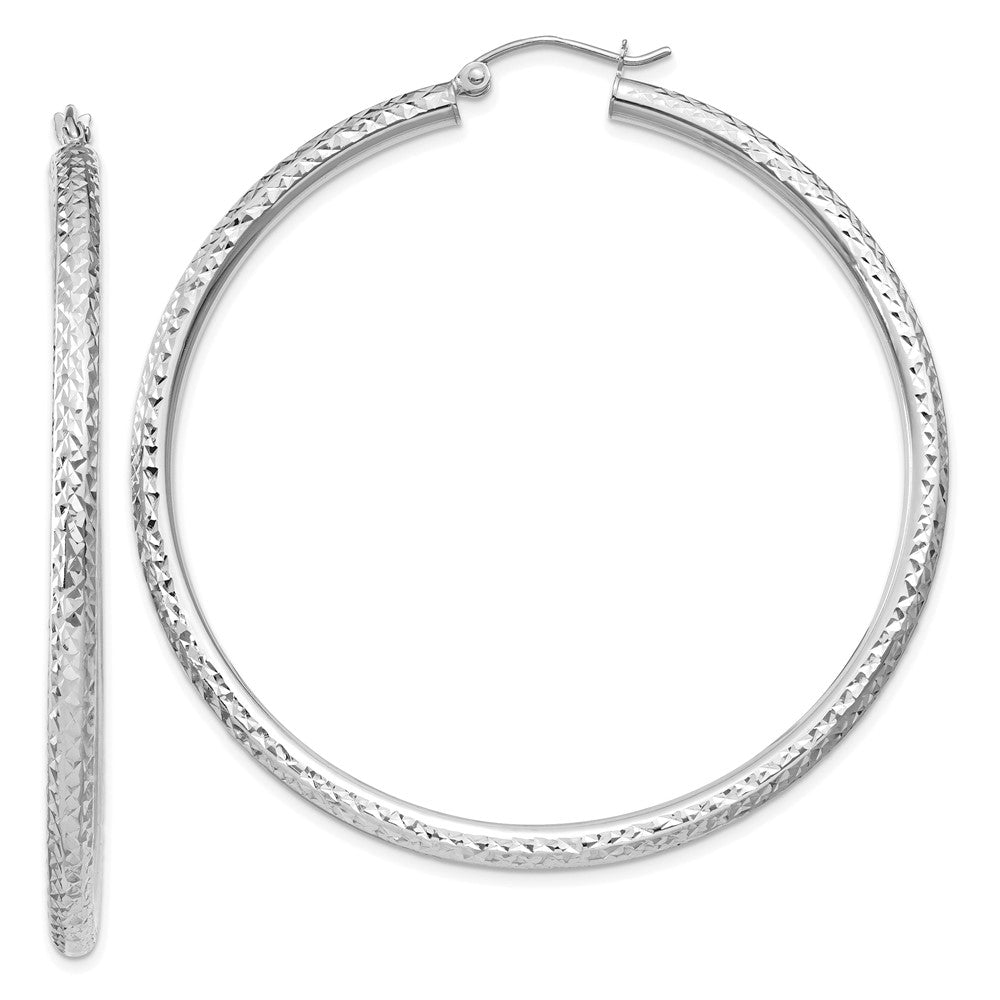 10k White Gold 55.8 mm Round Hoop Earrings (3.58 grams)