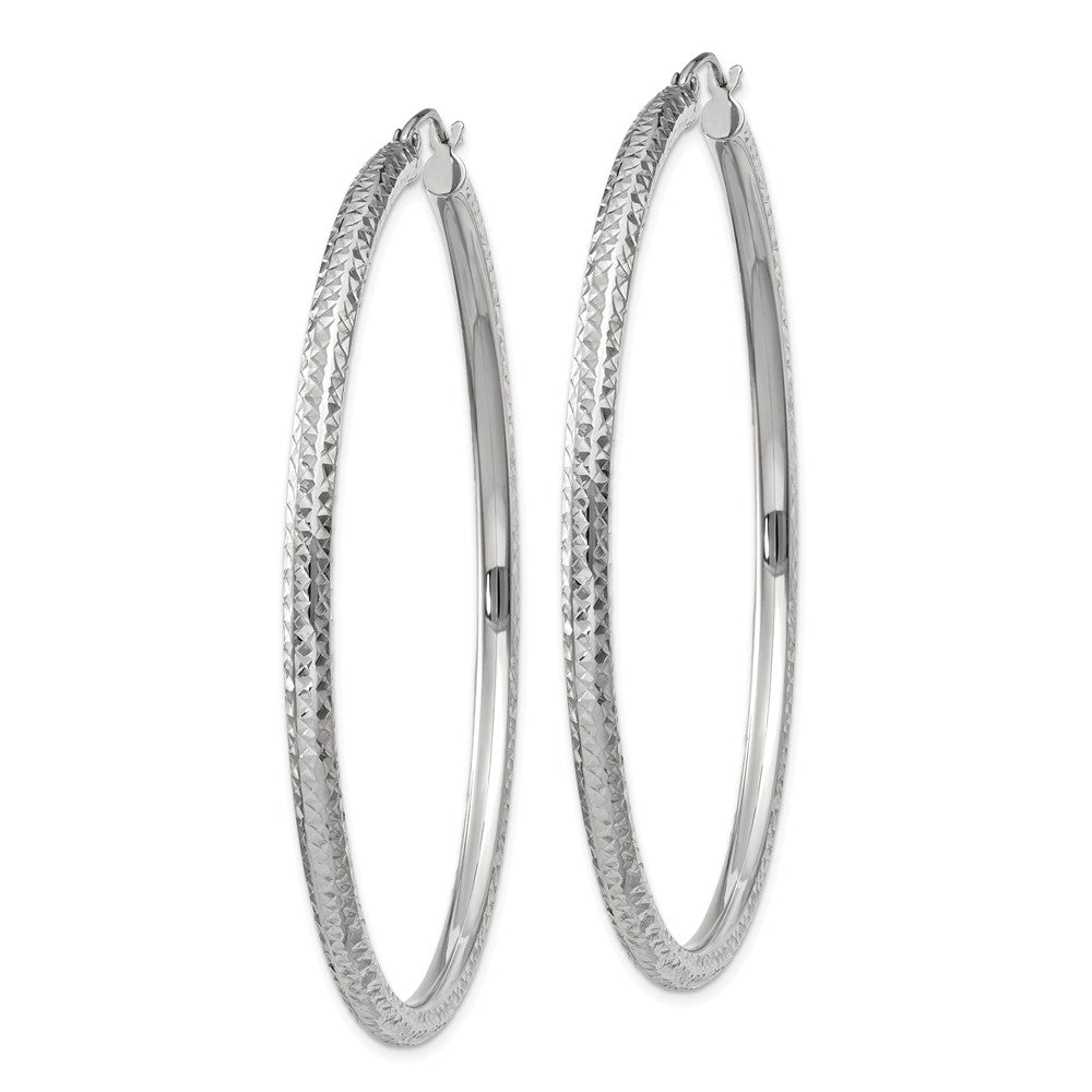 10k White Gold 3 mm Round Hoop Earrings (4.42 grams)