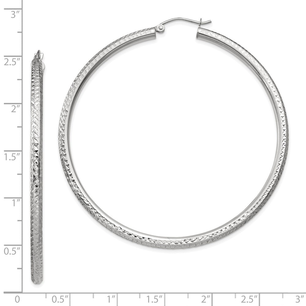 10k White Gold 3 mm Round Hoop Earrings (4.42 grams)