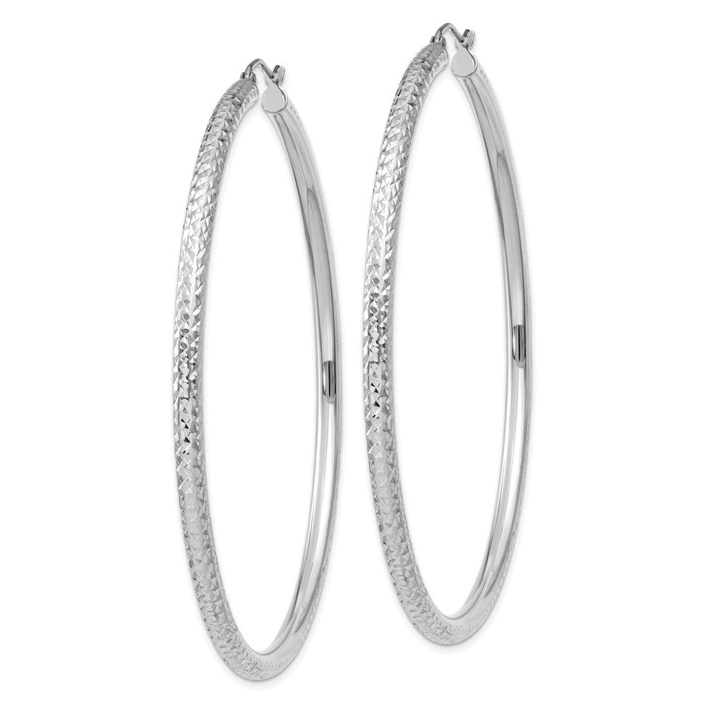 10k White Gold 3 mm Round Hoop Earrings (4.69 grams)