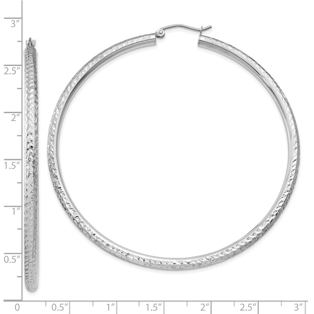 10k White Gold 3 mm Round Hoop Earrings (4.69 grams)