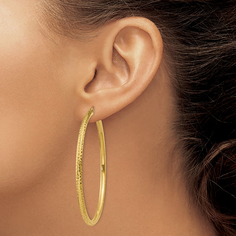 10k Yellow Gold 3 mm Round Hoop Earrings (4.26 grams)