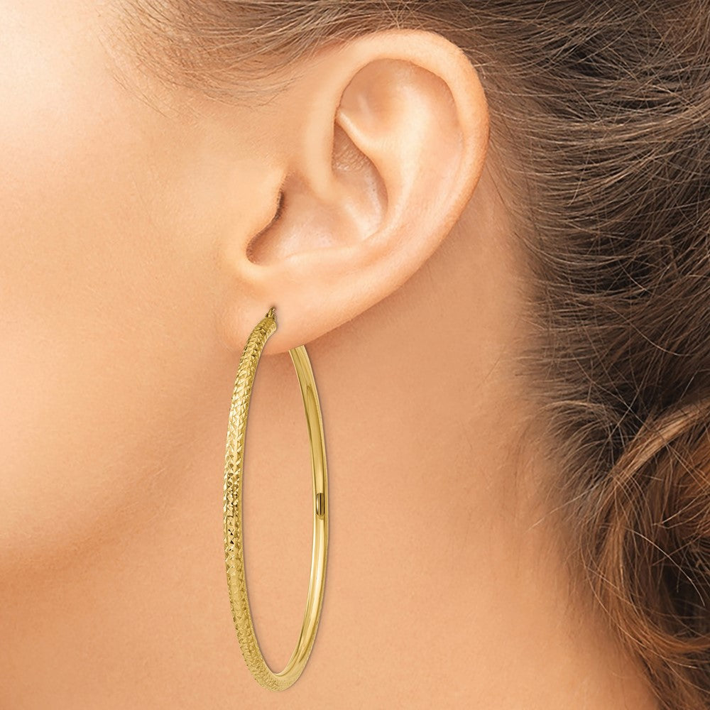 10k Yellow Gold 3 mm Round Hoop Earrings (4.54 grams)