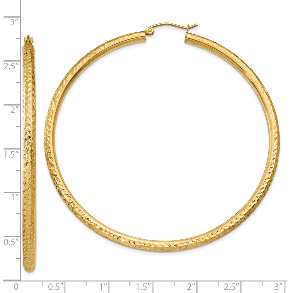 10k Yellow Gold 3 mm Round Hoop Earrings (4.54 grams)