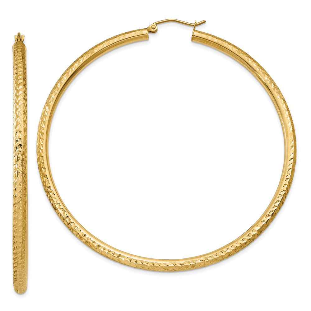 10k Yellow Gold 3 mm Round Hoop Earrings (4.54 grams)