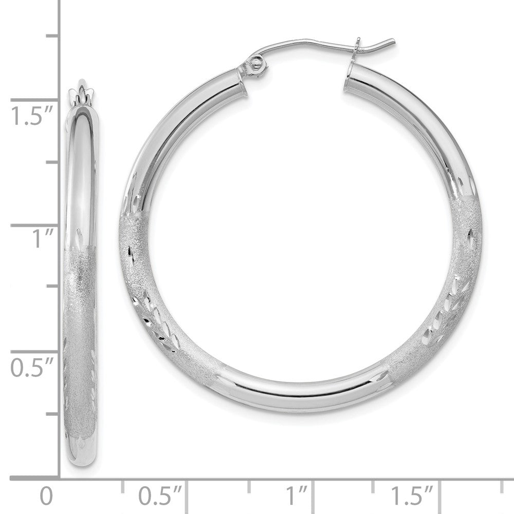 10k White Gold 36.34 mm Round Hoop Earrings (2.21 grams)