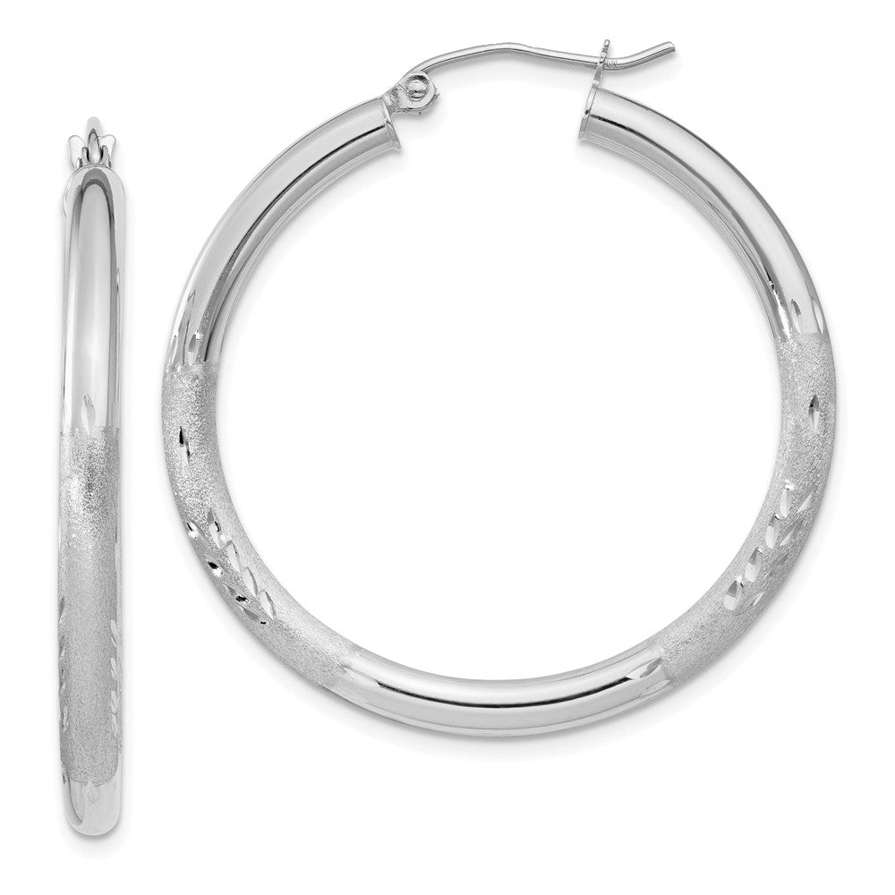 10k White Gold 36.34 mm Round Hoop Earrings (2.21 grams)