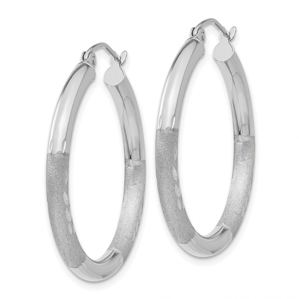 10k White Gold 31 mm Round Hoop Earrings (1.95 grams)