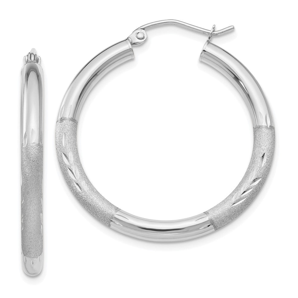 10k White Gold 31 mm Round Hoop Earrings (1.95 grams)