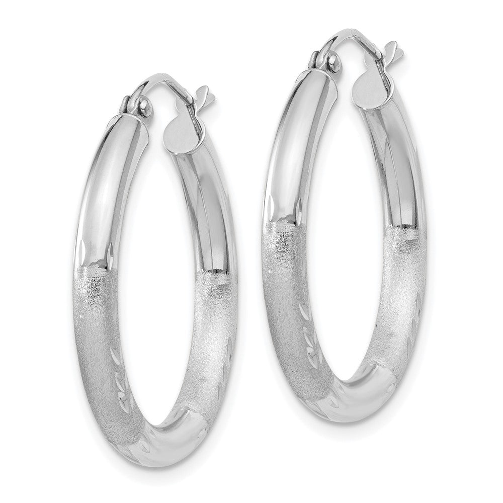 10k White Gold 25.15 mm Round Hoop Earrings (1.63 grams)