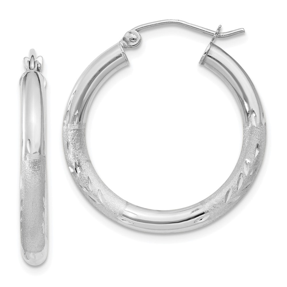 10k White Gold 25.15 mm Round Hoop Earrings (1.63 grams)