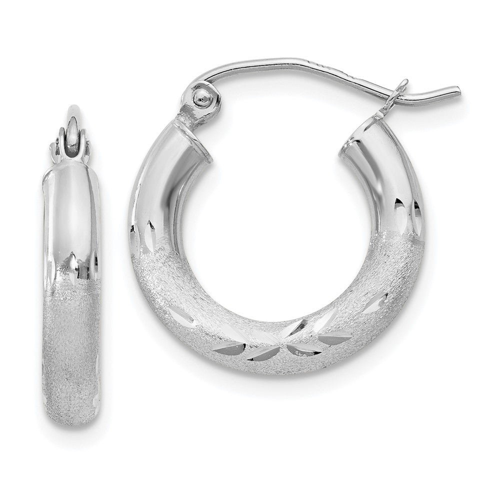 10k White Gold 15.55 mm Round Hoop Earrings (0.99 grams)