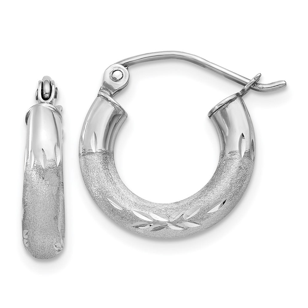 10k White Gold 14 mm Round Hoop Earrings (0.86 grams)