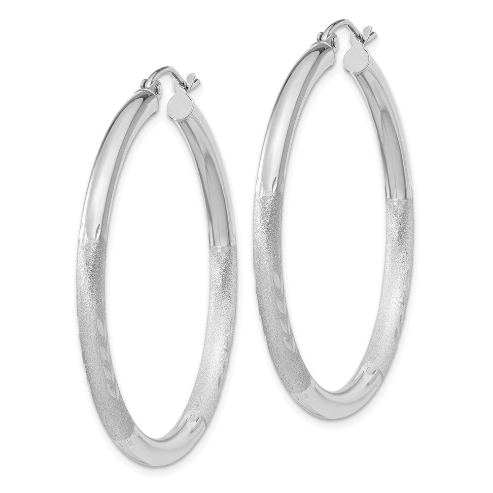 10k White Gold 40 mm Round Hoop Earrings (2.65 grams)