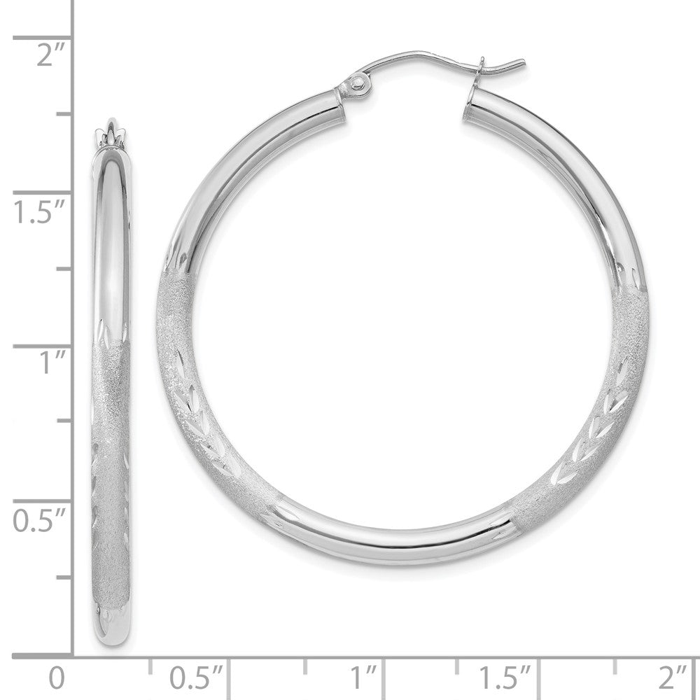 10k White Gold 40 mm Round Hoop Earrings (2.65 grams)