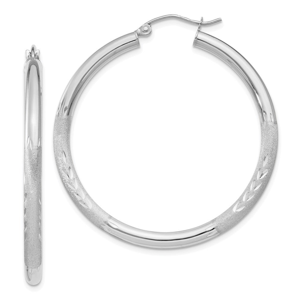 10k White Gold 40 mm Round Hoop Earrings (2.65 grams)